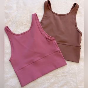 2 Lululemon Power Pivot Ribbed Tank Tops, size 4, Pink Blossom & Dark Oxide